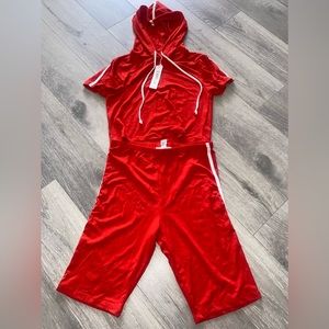 2 sets of 2 Capella Super Soft Hooded Loungewear sets, Red and Teal, Size MEDIUM
